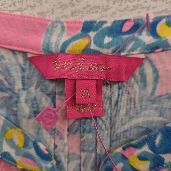 Lilly Pulitzer Tropical Pink Pineapple Print Blouse XL - Picture 7 of 8